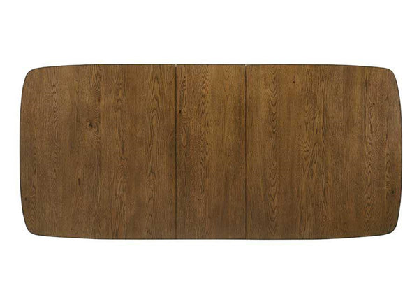 English Elm 7pc Modern Rectangular Dining Set with 8" Butterfly Leaf, Upholstered Chairs, Brown Finish, 71-79" B011S02020