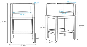 English Elm Kingsley Wood Upholstered Counter Stool with Foam Padding, Beech Wood Walnut Finish & Gold Footrest Camel B365P398434
