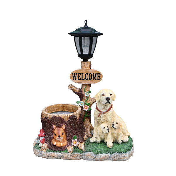 English Elm Labrador Mother and Pup Resin Garden Statue with Integrated Floral Planter Basin W5398P464250