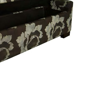 English Elm 48" Quilted Storage Bench Black Frame Dark Brown Floral Cotton Cushion 49x18x19 Sturdy Metal-Wood՚ B072116476