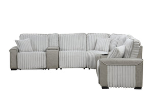English Elm Ramona Luxurious Corduroy Power Reclining Sectional with Wireless Charging, Hidden Tray & Cupholders B009S02106