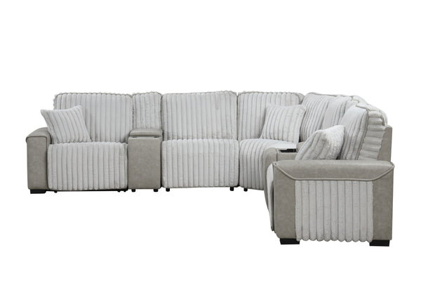 English Elm Ramona Luxurious Corduroy Power Reclining Sectional with Wireless Charging, Hidden Tray & Cupholders B009S02106