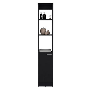 English Elm Linen tall storage cabinet with single door and 6 adjustable shelves, sleek handle and modern finish Black 46 L x 18.8 W x 5.11 H B097P199754