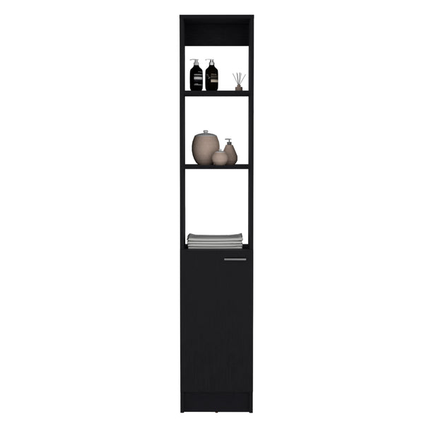 English Elm Linen tall storage cabinet with single door and 6 adjustable shelves, sleek handle and modern finish Black 46 L x 18.8 W x 5.11 H B097P199754