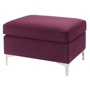 English Elm Burgundy Rectangle Ottoman with Faux Fur Pillows, Pocket Coil Comfort, Metal Legs, Durable Luxury Seating B062P185665