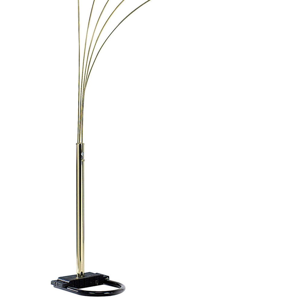 English Elm 84" Tall Metal Floor Lamp - Elegant Polished Brass Finish With 5 Adjustable Arching Arms For Versatile Lighting B072116042