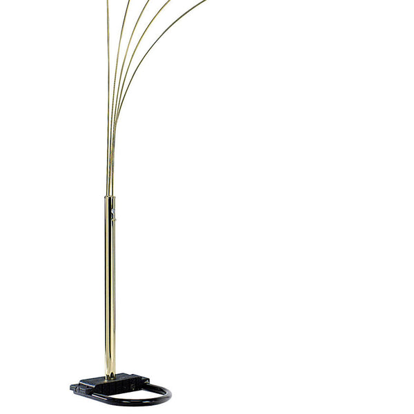 English Elm 84" Tall Metal Floor Lamp - Elegant Polished Brass Finish With 5 Adjustable Arching Arms For Versatile Lighting B072116042