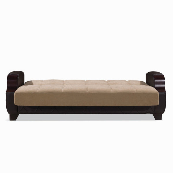 English Elm PrimeNest Marabella Collection Upholstered Convertible Sofabed with Storage, Microfiber Click-Click Design 92" Brown B030P286561