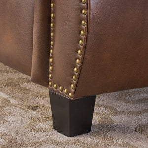 English Elm Christopher Knight Home® - PUSH Neville PU Recliner Chair with Rubberwood Legs — Contemporary Push-Back Comfort & Easy Care Finish Brown N771P355852B