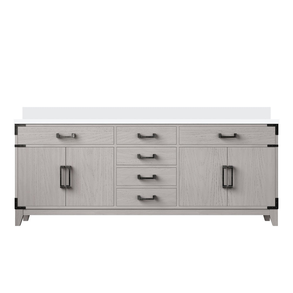 English Elm White Oak Double Bath Vanity With Cultured Marble Top – Elegant Storage & Soft-Close Design 80" W B2731P259945-GIGA