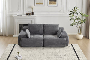 English Elm Modern 2-Seater Memory Foam Sectional Sofa - Pet-Friendly Corduroy Loveseat, No Assembly, Grey W3723P346961