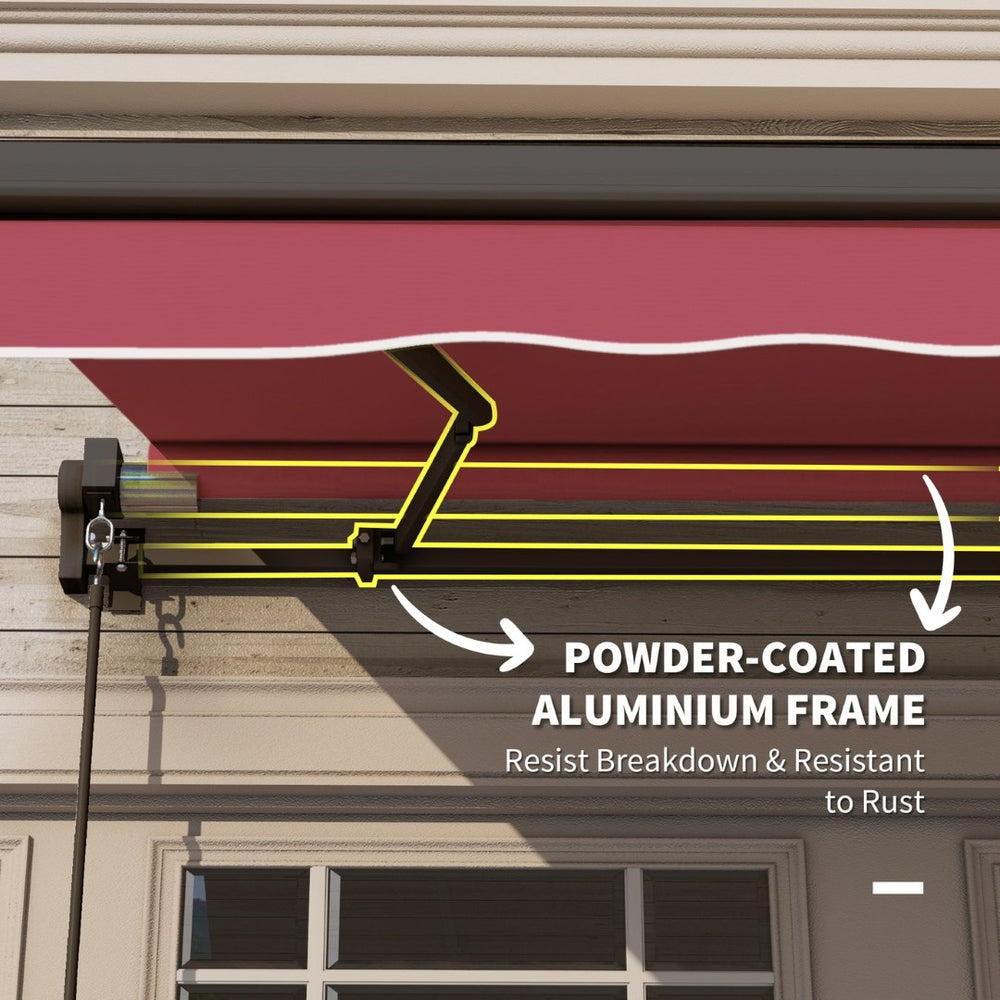English Elm Outsunny 10' X 8' Retractable Awning - Stylish Uv-Resistant Patio Shade With Manual Crank For Homes W2225P200616-GIGA