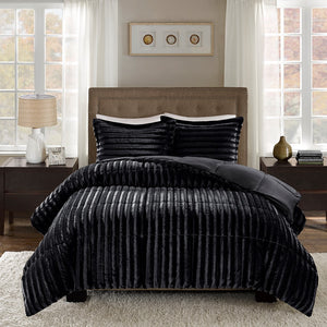 English Elm Full/Queen Duke Faux Fur Comforter Set — OEKO-TEX Certified Plush Luxury Comforter with Two Shams Black 18.9 L x 13.39 W x 13.39 H B03596912