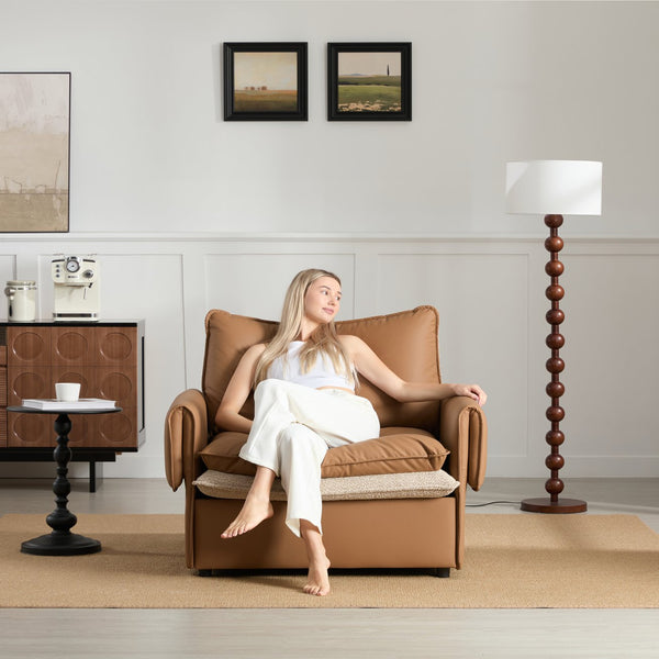 English Elm Modern Oversized Accent Chair – Versatile Single Sofa Lounge For Living Room & Bedroom Comfort W2997P294037