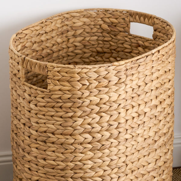 English Elm Judas Oval Water Hyacinth Woven Laundry Hamper Breathable Bohemian Basket B093P429630