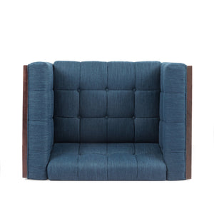 English Elm Christopher Knight Home® - CLUB Navy Blue Button-Tufted Waffle Stitch Club Chair with Rubberwood Frame, Mid-Century Modern Comfort and Style 70471.00