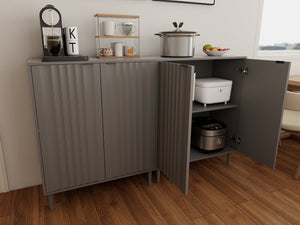 English Elm Modern Kitchen Storage Cabinet Antique Grey Engineered Wood with Versatile Shelving, Durable Design, Space-Saving Elegance W2139P306373