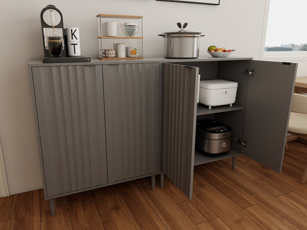English Elm Modern Kitchen Storage Cabinet Antique Grey Engineered Wood with Versatile Shelving, Durable Design, Space-Saving Elegance W2139P306373