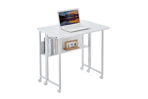 English Elm Folding Small Foldable Desk 31.5" Compact White MDF Foldable Office Table for Study & Space-Saving Storage W2516P282692