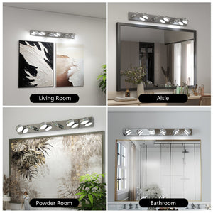 English Elm Led Vanity Lights - Modern 6-Light Chrome Bath Fixture With Dimming Control For Bright Mirror Illumination W2312P374937