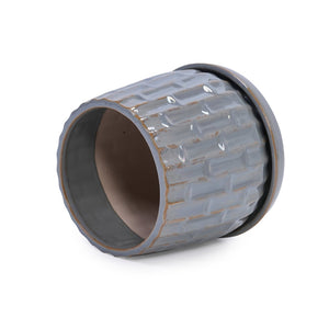 English Elm Set Of 2 Ceramic Flowerpots – Stylish 7" Grey Planters For Modern Home & Garden Decor Essentials W3273P322306-GIGA