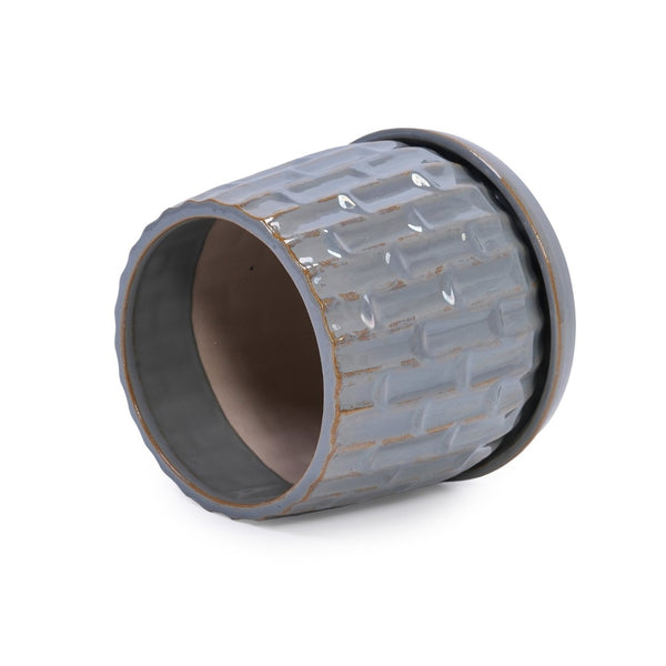 English Elm Set Of 2 Ceramic Flowerpots – Stylish 7" Grey Planters For Modern Home & Garden Decor Essentials W3273P322306-GIGA