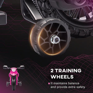 English Elm Qaba Kids Electric Dirt Bike 6v Battery Powered Ride on with Training Wheels Ages 3 to 8 Pink W2225P249809