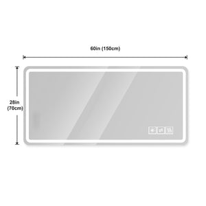 English Elm 60x28 Inch Frameless Led Vanity Mirror Anti-fog Touch Control Bathroom Wall Mount W2071P402181