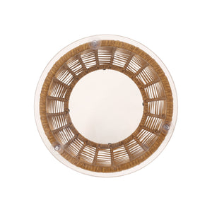 English Elm Christopher Knight Home® - ARIAS RATTAN SIDE TABLE with Tempered Glass Top, Boho Drum Design, Durable Woven Polyethylene Finish Light Brown 65764.00LBRN