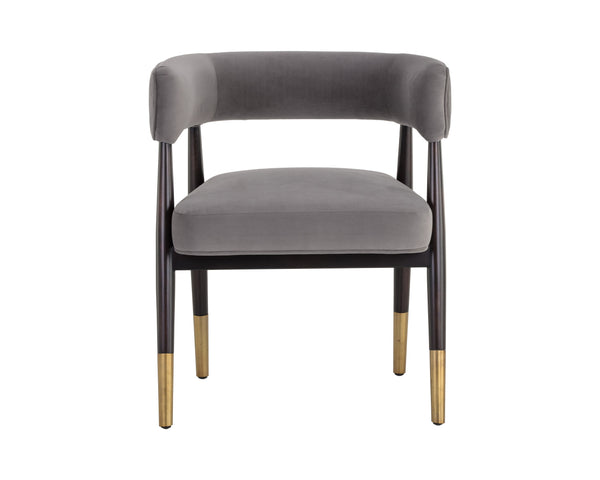 Sunpan Callem Dining Armchair - Elegant Design, Luxurious Comfort, Perfect for Stylish Dining Spaces Mahogany, Antonio Charcoal