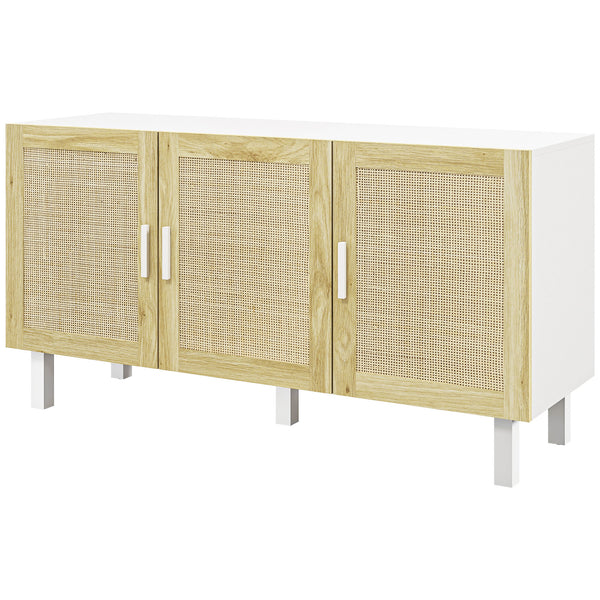 English Elm Homcom Boho Sideboard Buffet Cabinet With Rattan Doors, Adjustable Shelves, And Elevated Base Storage W2225P217721