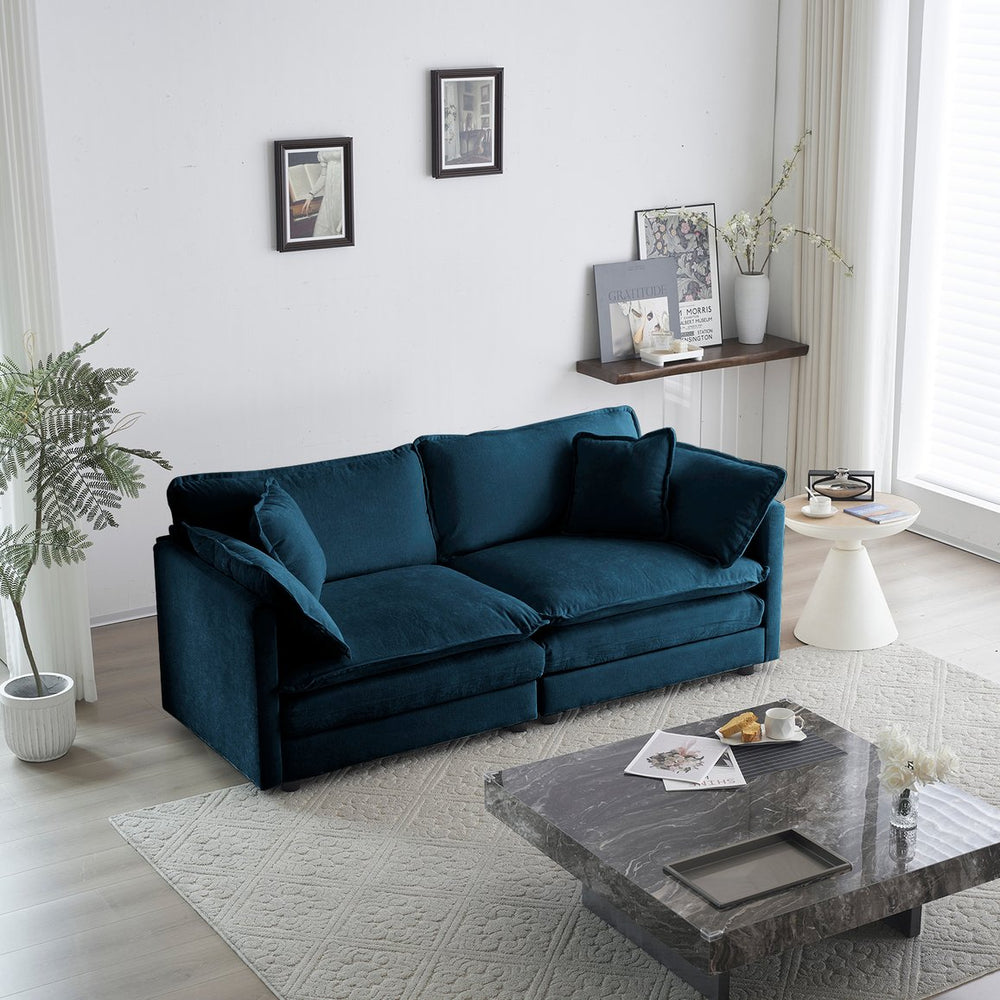 English Elm Modern Fabric Loveseat Sofa with Chenille Upholstery, Solid Wood Frame, Deep Seat Comfort Pillows White W714S00550