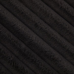 English Elm 30.9"Wide Faux Fur Ottoman with Open Wooden Shelf and Black Metal Legs — Plush Round Coffee Table Seat Charcoal W3098P296974