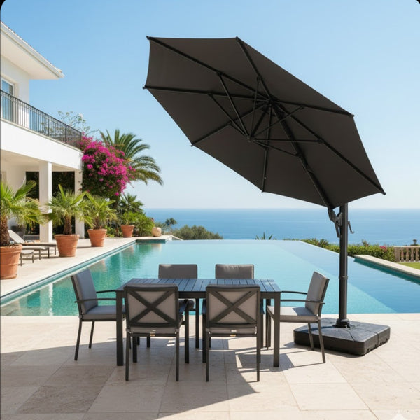 English Elm 10 Ft Square Cantilever Patio Umbrella Upf 50 Offset Canopy with 360 Rotation Gray B082P454953