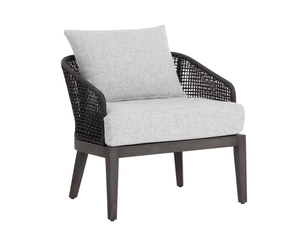 Sunpan Capri Lounge Chair - Stylish Outdoor Seating with Durable Teak Base and Weather-Resistant Fabric Smoke Grey / Copacabana Marble