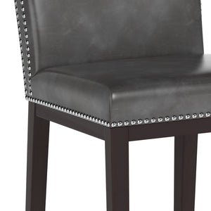 Sunpan Vintage Barstool with Silver Nailheads - Chic Faux Leather Design for Stylish Dining Spaces Overcast Grey