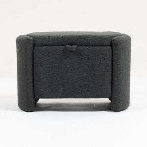 English Elm Mid Mid Century Modern Velvet Accent Chair with Wood Frame, Storage Ottoman, Cozy Reading Seat Grey W547P299474