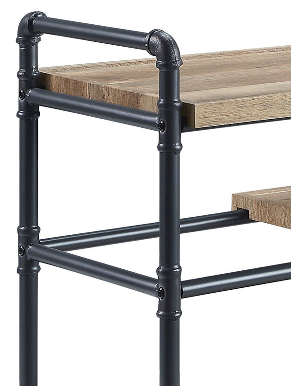 English Elm Brantley Industrial Bookshelf with Water Pipe Metal Frame, Powder-Coated Finish & 3 Wide Shelves Sand 50 L x 22 W x 5 H B2726S00193