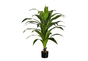 English Elm Artificial Dracaena Floor Tree 47 Inch Faux Real Touch Leaves Black Pot Decor B2710P220041