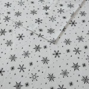 English Elm 4 Pcs Full Sheet Set - Cozy Black Snowflake Design In Soft Cotton Flannel For Winter Warmth & Comfort B035P319674