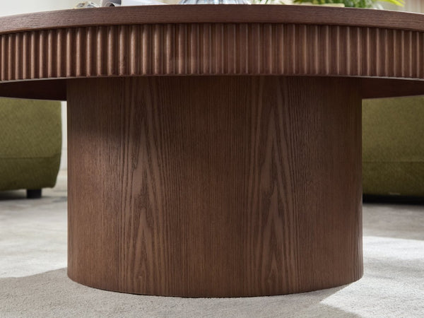 English Elm 35.04''fiberglass Round Coffee Table Faux Marble Finish Low Profile Modern Living Room W2582S00190