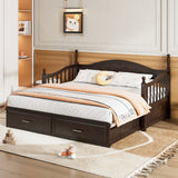 English Elm Wooden Twin Size Daybed With Twin Size Trundle, Extendable Daybed With Two Storage Drawers, Espresso(Expected Arrival Time:9.12)