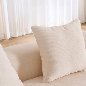 English Elm Crescent-shaped Chenille Sofa Curved Low-back Two-seater with Cloud-like Deep Cushions White W2012P375741