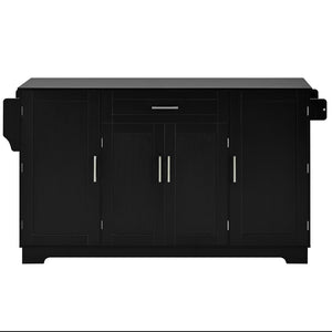 English Elm U_style Contemporary Buffet Cabinet Melamine Mdf Dining Room Storage with Adjustable Shelves Black N711P437643B