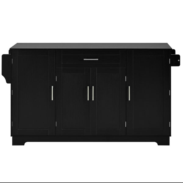 English Elm U_style Contemporary Buffet Cabinet Melamine Mdf Dining Room Storage with Adjustable Shelves Black N711P437643B