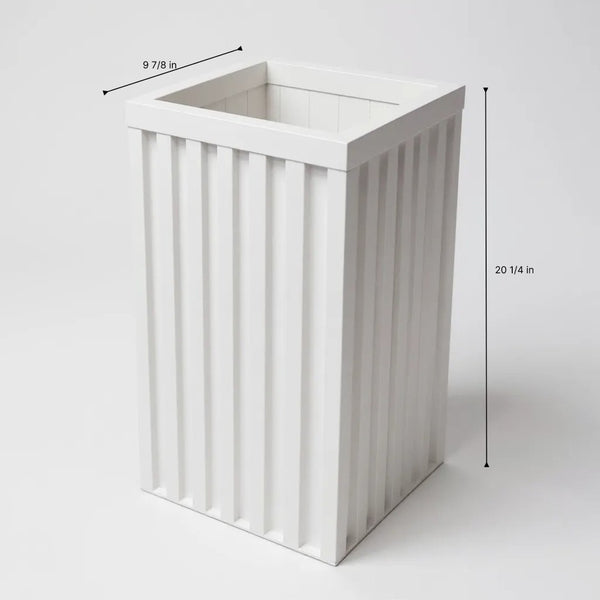 English Elm Square Grove Tall Column Aluminum Planter Warm Wood-tone Finish for Patio or Entryway White B2755P462200