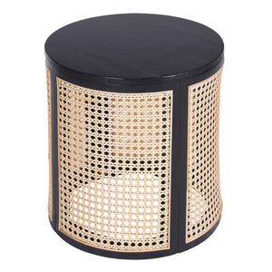 English Elm Christopher Knight Home® - 15.70" Round End Table with Imitation Rattan Weave, Compact Rubber Wood Nightstand for Cozy Spaces Black N770P281695B