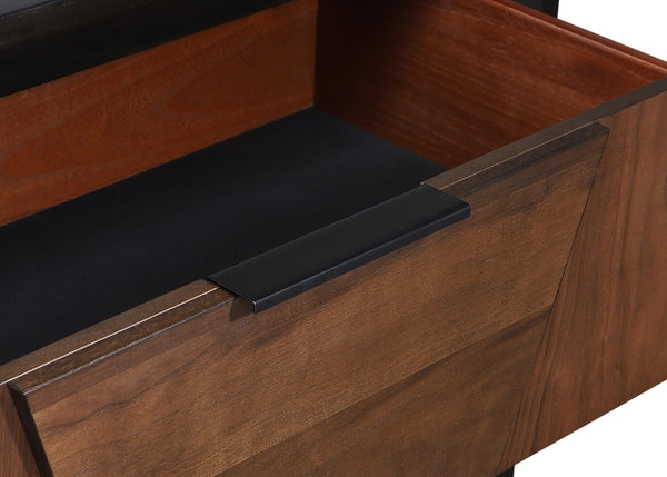 English Elm Houston 5-drawer Tall Chest Walnut Panels Black Frame Bedroom Storage Modern B009P345874