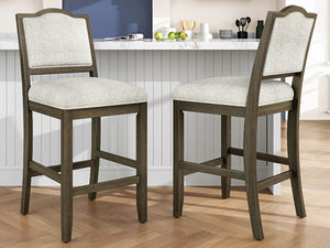 English Elm Counter Height Rubberwood Barstools Set of 2 Upholstered Seats for Kitchen Island Brown N752P377070D