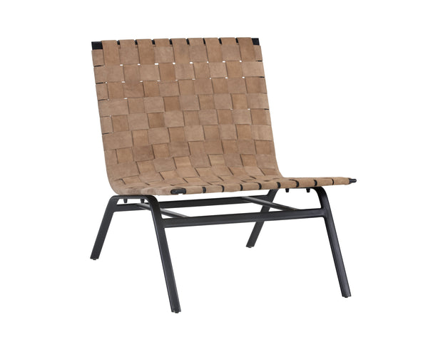 Sunpan Omari Lounge Chair - Handcrafted Light Tan Suede & Black Iron Frame for Unique Style & Comfort